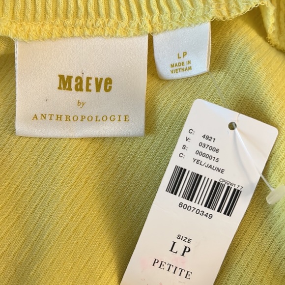 NWT Anthro Maeve Kasi Yellow Ribbed Draped Back Crop Pullover Top - L P - Picture 13 of 16